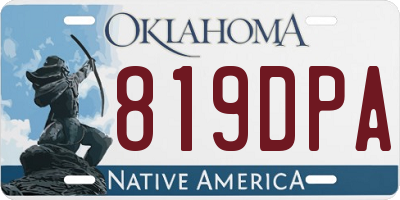 OK license plate 819DPA