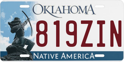 OK license plate 819ZIN