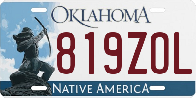 OK license plate 819ZOL