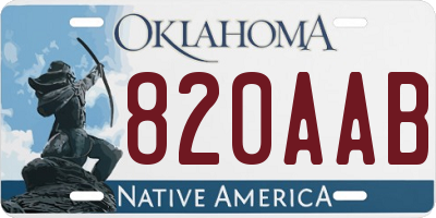 OK license plate 820AAB