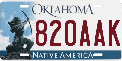 OK license plate 820AAK