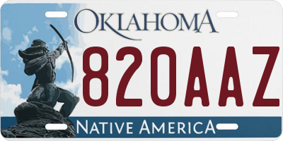 OK license plate 820AAZ