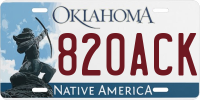 OK license plate 820ACK