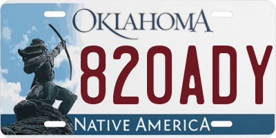 OK license plate 820ADY