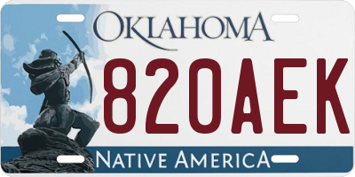 OK license plate 820AEK