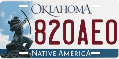 OK license plate 820AEO