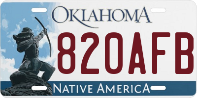 OK license plate 820AFB