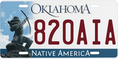 OK license plate 820AIA