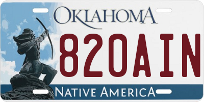 OK license plate 820AIN