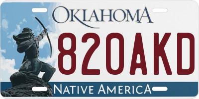 OK license plate 820AKD
