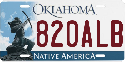 OK license plate 820ALB