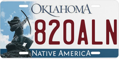 OK license plate 820ALN