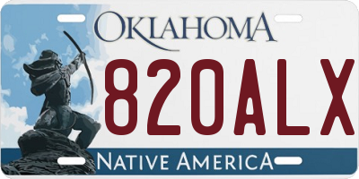 OK license plate 820ALX
