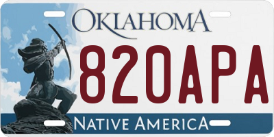 OK license plate 820APA