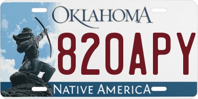 OK license plate 820APY