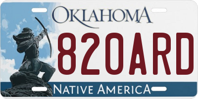 OK license plate 820ARD