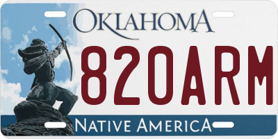 OK license plate 820ARM
