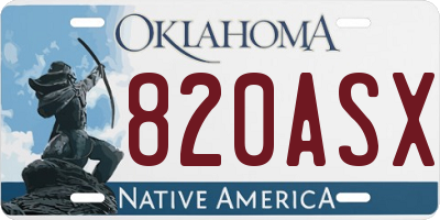 OK license plate 820ASX