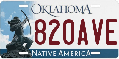 OK license plate 820AVE