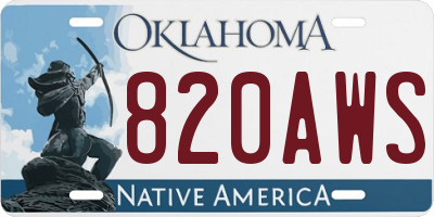 OK license plate 820AWS