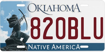OK license plate 820BLU