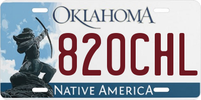 OK license plate 820CHL