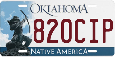 OK license plate 820CIP