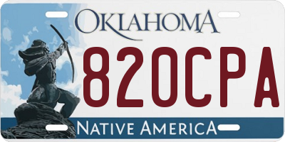 OK license plate 820CPA