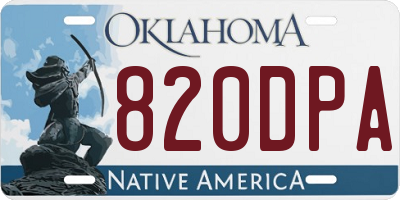 OK license plate 820DPA