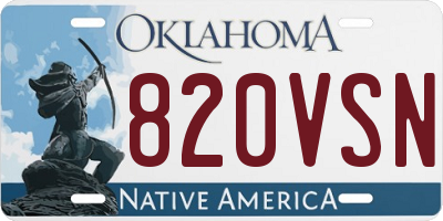 OK license plate 820VSN