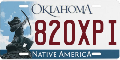 OK license plate 820XPI