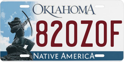 OK license plate 820ZOF