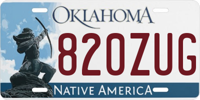 OK license plate 820ZUG