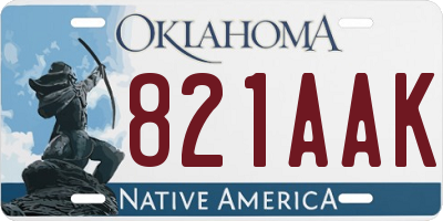 OK license plate 821AAK