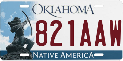 OK license plate 821AAW