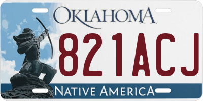 OK license plate 821ACJ