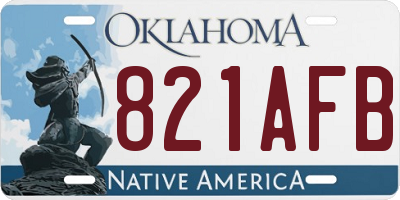 OK license plate 821AFB