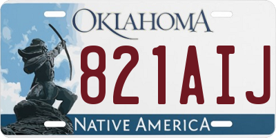 OK license plate 821AIJ