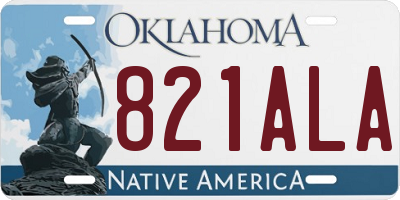 OK license plate 821ALA