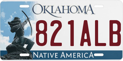 OK license plate 821ALB