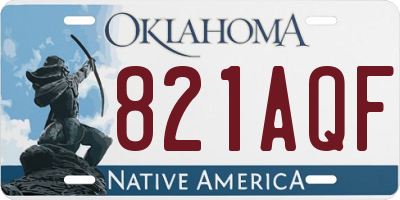 OK license plate 821AQF