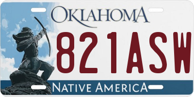 OK license plate 821ASW