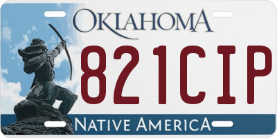OK license plate 821CIP