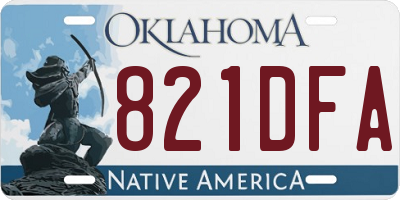 OK license plate 821DFA