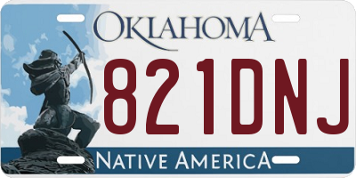 OK license plate 821DNJ