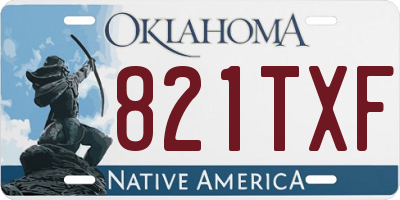 OK license plate 821TXF