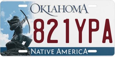 OK license plate 821YPA