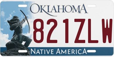 OK license plate 821ZLW