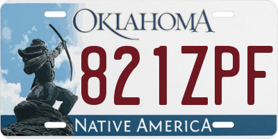 OK license plate 821ZPF