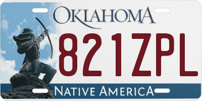 OK license plate 821ZPL